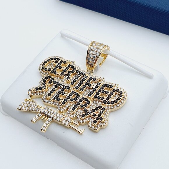 14K Gold Plated Cubic Zircon Pendant, EVBRS541 - Picture 8 of 11